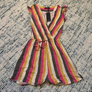 NWT Italian Designer Striped Multicolor Romper
